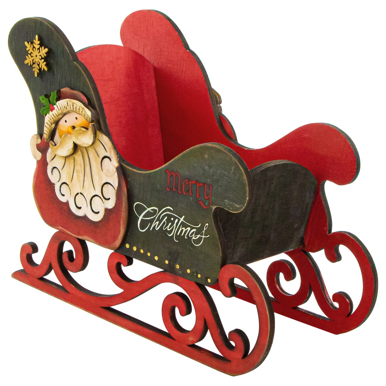 Northlight Santa Claus "Merry Christmas" Sleigh Decoration - 11.5"